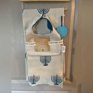 BABY BLANKET AND BIB SET HANUKKAH Menorah
